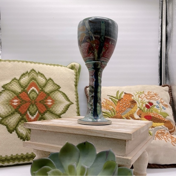 Other - Beautiful Pottery Goblet with Bamboo Design